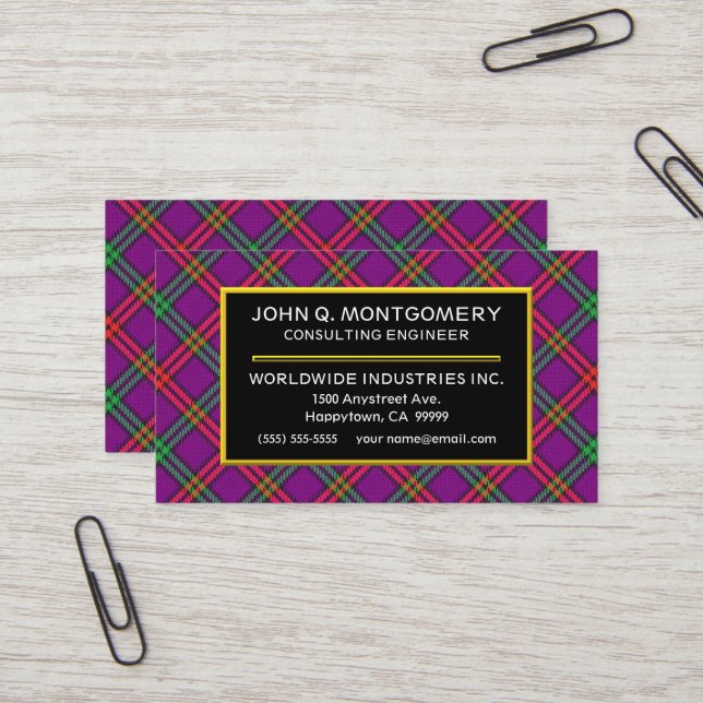 Tarjeta De Visita Clan escocés Montgomery Tartan Plaid (Anverso/Reverso In Situ)