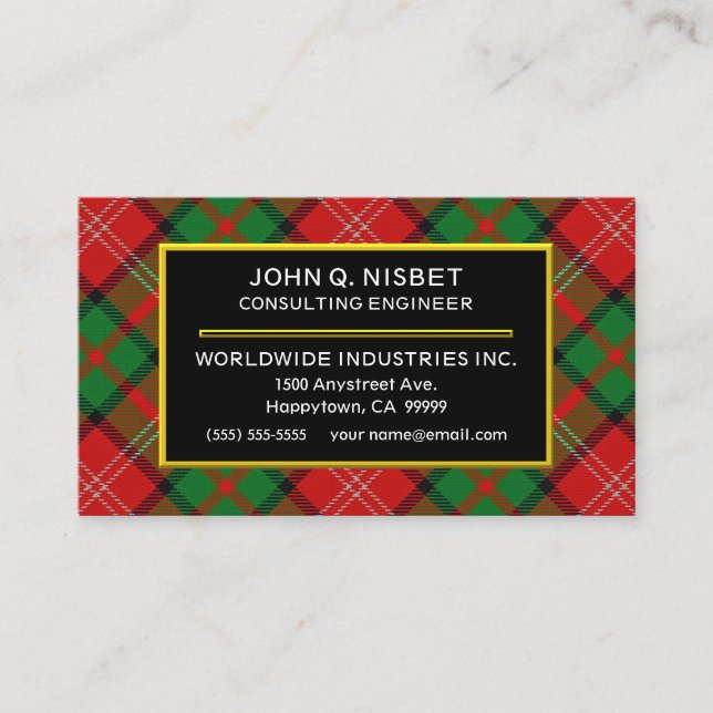 Tarjeta De Visita Clan escocés Nisbet Tartan Plaid (Anverso)
