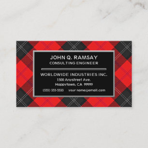 Tarjeta De Visita Clan escocés Ramsay Red Tartan Plaid