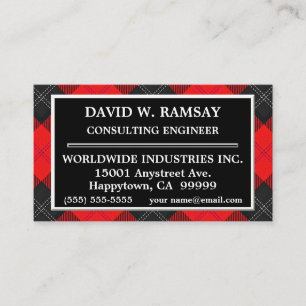 Tarjeta De Visita Clan escocés Ramsay Rojo y Tartán Negro
