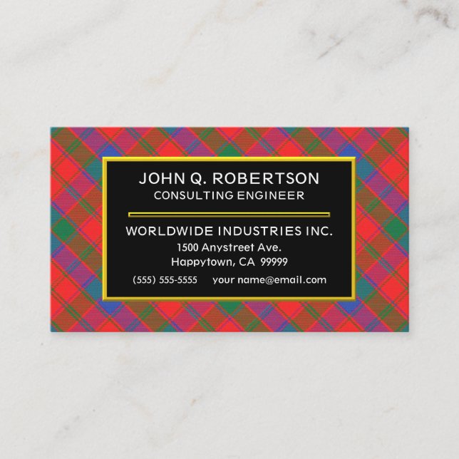 Tarjeta De Visita Clan escocés Robertson Tartan Plaid (Anverso)