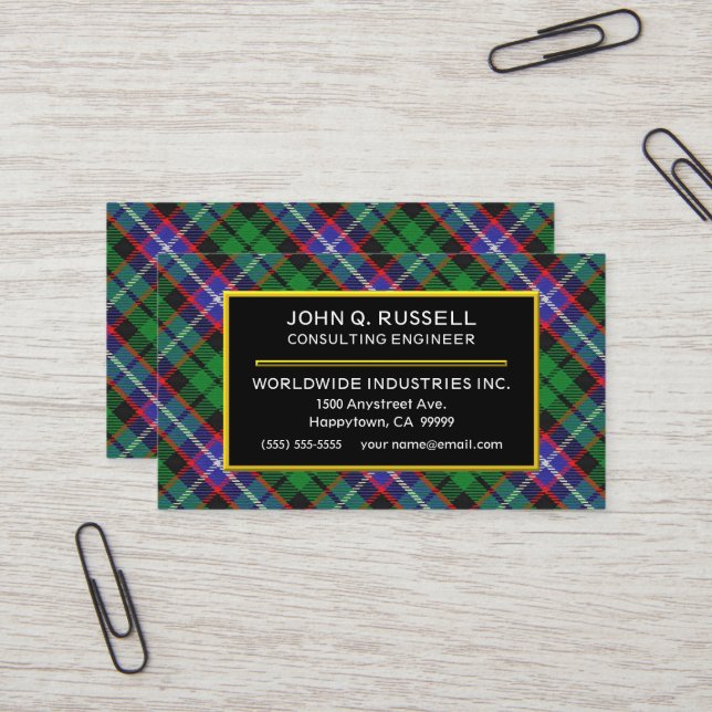Tarjeta De Visita Clan escocés Russell Tartan Plaid (Anverso/Reverso In Situ)