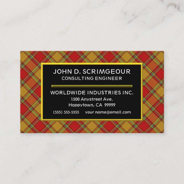Tarjeta De Visita Clan escocés Scrimgeour Tartán Plaid (Anverso)