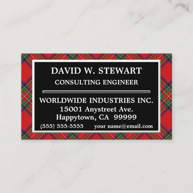 Tarjeta De Visita Clan escocés Stewart Tartan Plaid (Anverso)