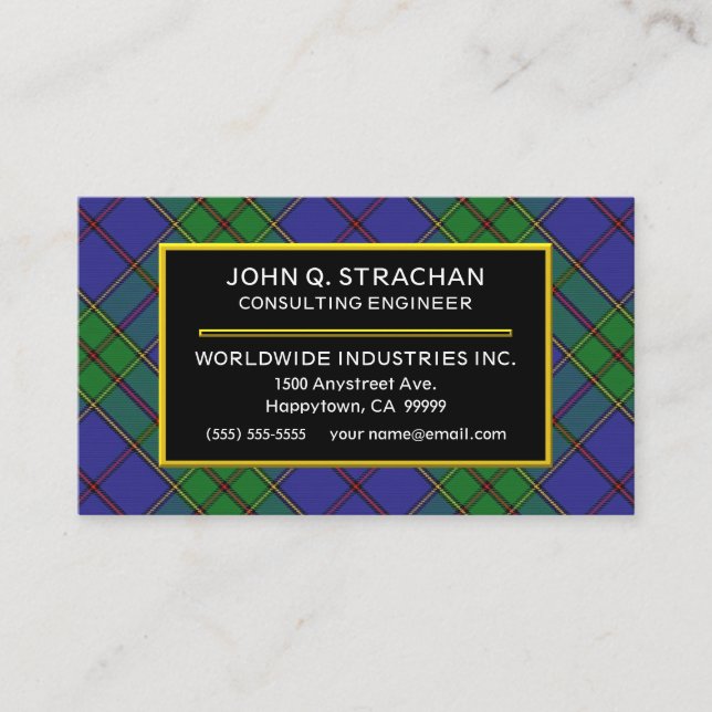 Tarjeta De Visita Clan escocés Strachan Tartán Plaid (Anverso)