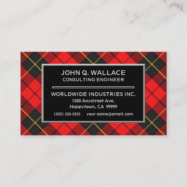 Tarjeta De Visita Clan escocés Wallace Tartan Plaid (Anverso)