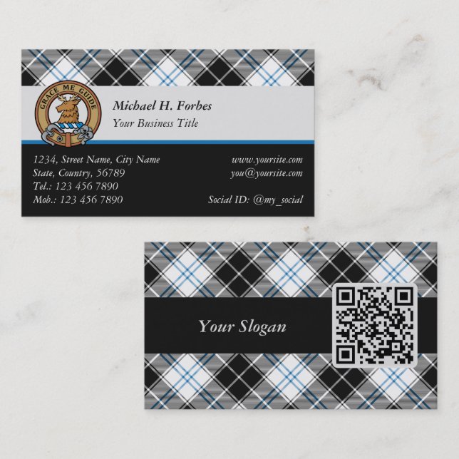 Tarjeta De Visita Clan Forbes Escudo por Vestir Tartán (Anverso / Reverso)