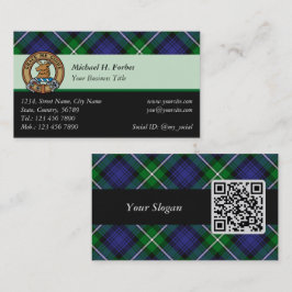 Tarjeta De Visita Clan Forbes Escudo sobre Tartán