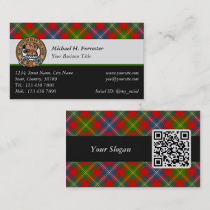 Tarjeta De Visita Clan Forrester Escudo sobre Tartán
