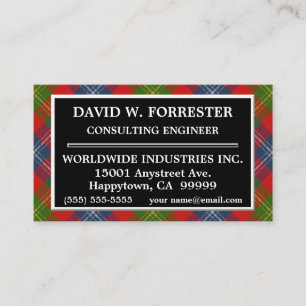 Tarjeta De Visita Clan Forrester Tartan Plaid
