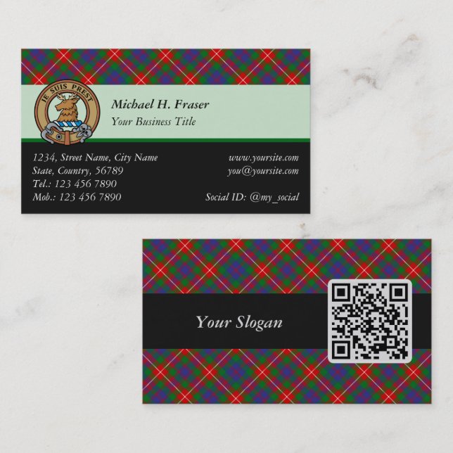 Tarjeta De Visita Clan Fraser de Lovat Tartan Business Card (Anverso / Reverso)