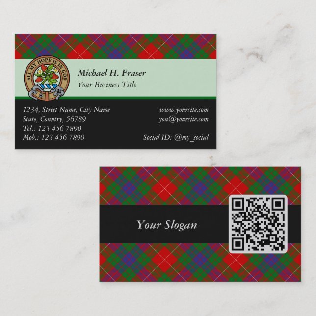 Tarjeta de visita Clan Fraser Tartan (Anverso / Reverso)