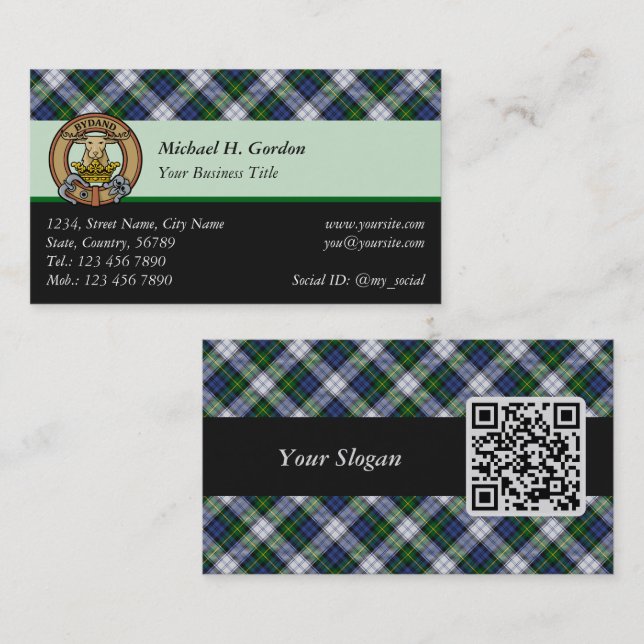 Tarjeta De Visita Clan Gordon Dress Tartan Business Card (Anverso / Reverso)