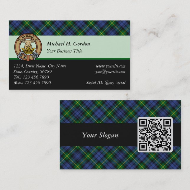 Tarjeta de visita Clan Gordon Tartan (Anverso / Reverso)