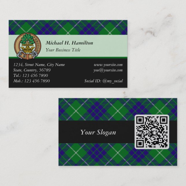 Tarjeta De Visita Clan Hamilton Hunting Tartan Business Card (Anverso / Reverso)