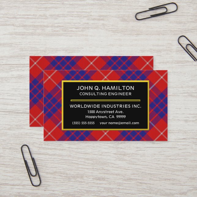 Tarjeta De Visita Clan Hamilton Tartan Plaid (Anverso/Reverso In Situ)