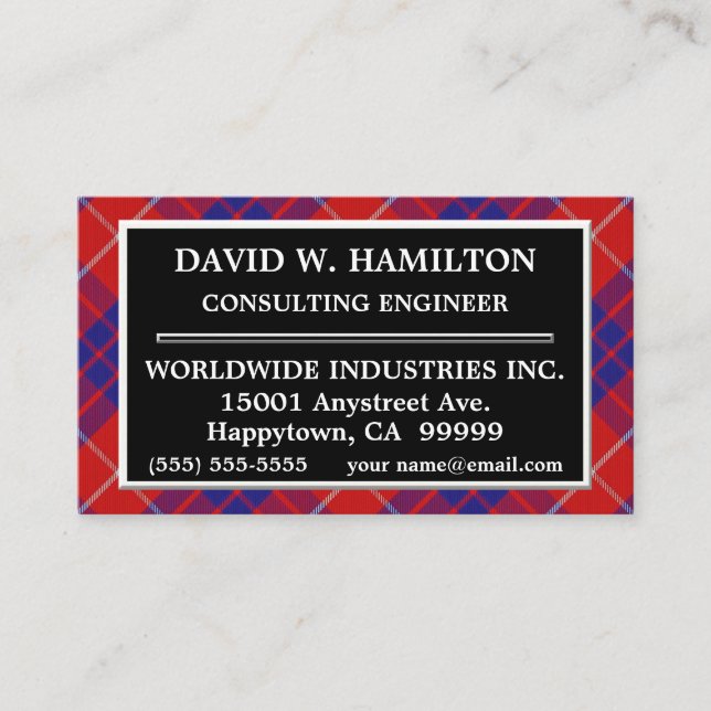 Tarjeta De Visita Clan Hamilton Tartan Plaid (Anverso)
