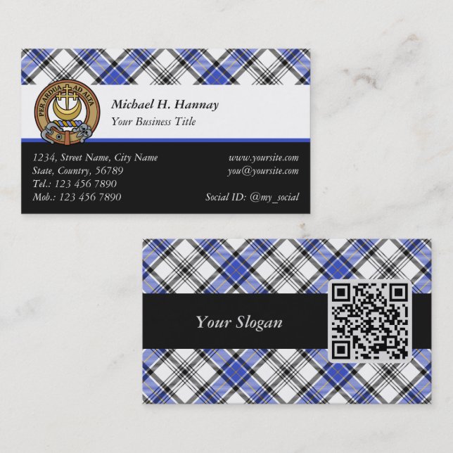 Tarjeta De Visita Clan Hannay Tartan (Anverso / Reverso)