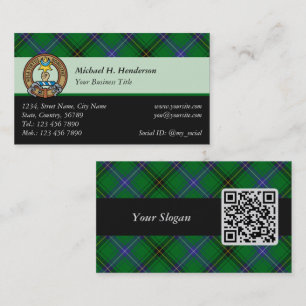 Tarjeta De Visita Clan Henderson Escudo sobre Tartán