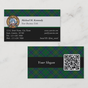 Tarjeta De Visita Clan Kennedy Escudo sobre Tartán
