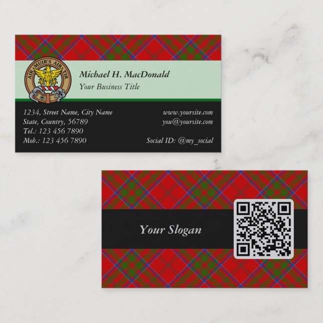 Tarjeta De Visita Clan MacDonald de Keppoch Tartan Business Card (Anverso / Reverso)
