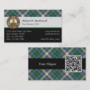 Tarjeta De Visita Clan MacDowall Escudo sobre Tartán