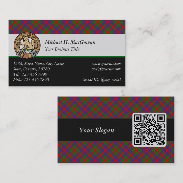 Tarjeta De Visita Clan MacGowan Tartan (Anverso / Reverso)