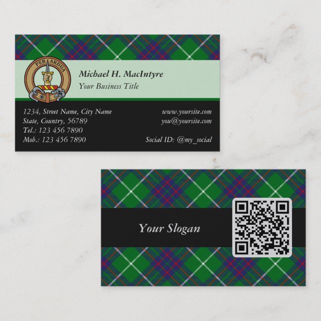 Tarjeta De Visita Clan MacIntyre Hunting Tartan Business Card (Anverso / Reverso)