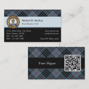 Tarjeta De Visita Clan MacKay Escudo sobre Blue Tartán