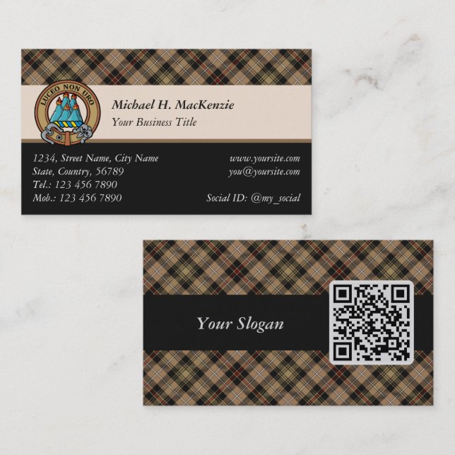 Tarjeta De Visita Clan MacKenzie Hunting Brown Tartan Business Card (Anverso / Reverso)