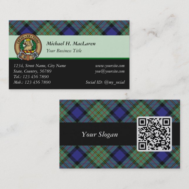 Tarjeta De Visita Clan MacLaren Tartan (Anverso / Reverso)