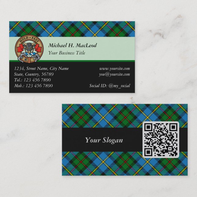 Tarjeta De Visita Clan MacLeod Hunting Tartán (Anverso / Reverso)