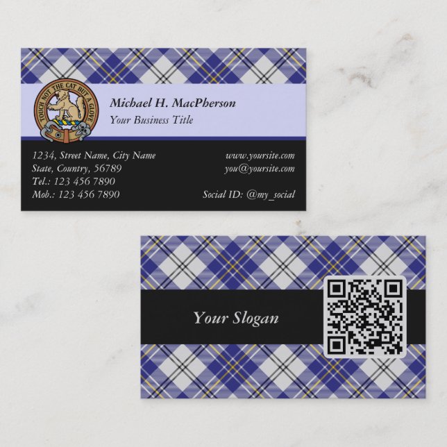 Tarjeta De Visita Clan MacPherson Blue Dress Tartan Business Card (Anverso / Reverso)