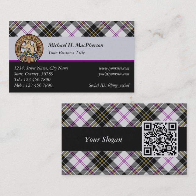 Tarjeta De Visita Clan MacPherson Dress Tartan Business Card (Anverso / Reverso)