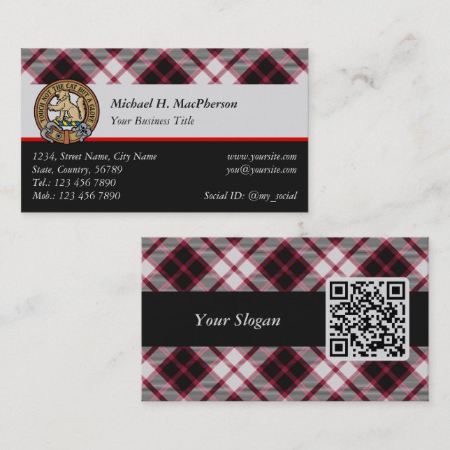 Tarjeta De Visita Clan MacPherson Hunting Tartan Business Card (Anverso / Reverso)