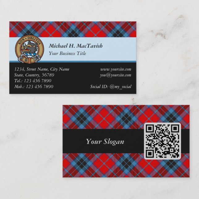 Tarjeta De Visita Clan MacTavish Tartan (Anverso / Reverso)
