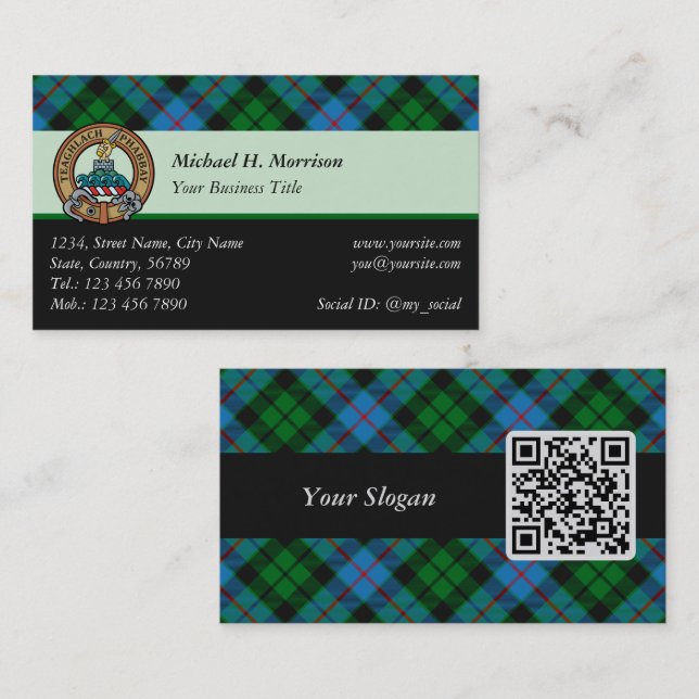 Tarjeta De Visita Clan Morrison Hunting Tartan Business Card (Anverso / Reverso)