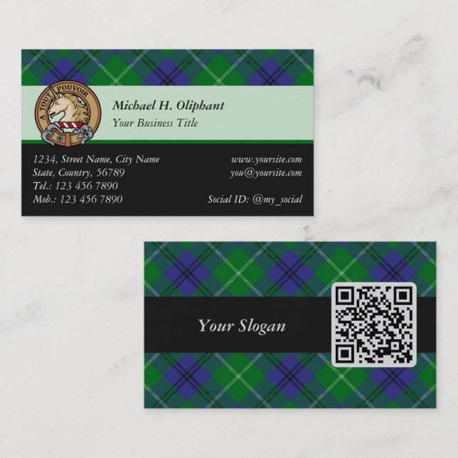 Tarjeta de visita Clan Oliphant Tartan (Anverso / Reverso)