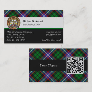 Tarjeta De Visita Clan Russell Cresta sobre Tartán
