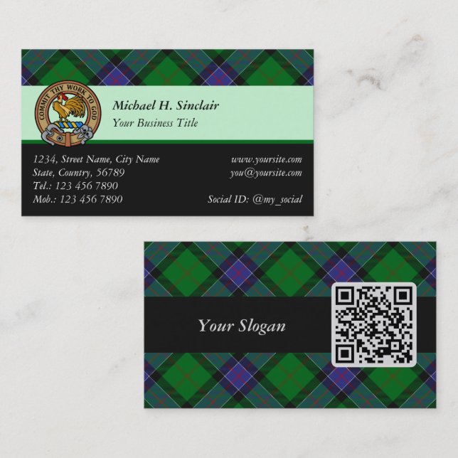 Tarjeta De Visita Clan Sinclair Hunting Tartan (Anverso / Reverso)
