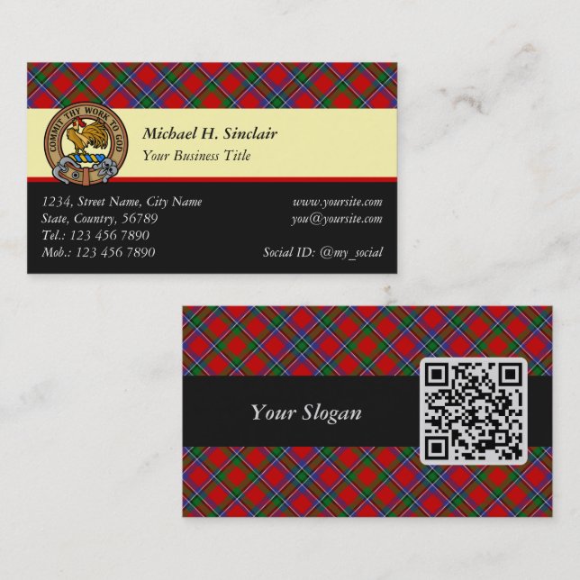Tarjeta De Visita Clan Sinclair Tartan (Anverso / Reverso)