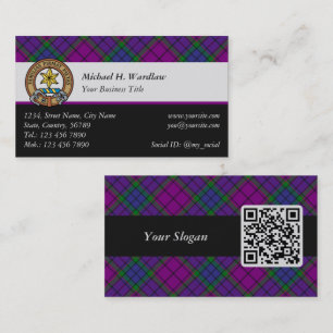 Tarjeta De Visita Clan Wardlaw Escudo sobre Tartán