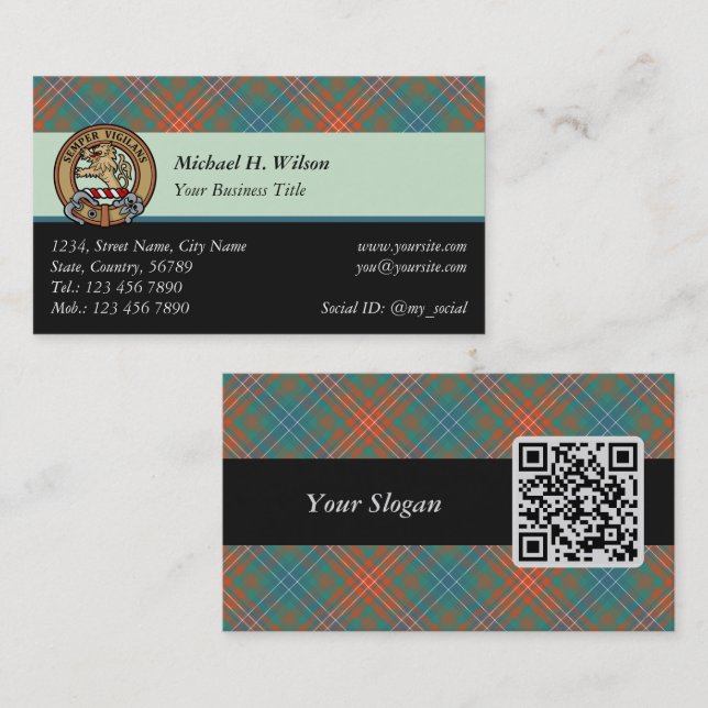 Tarjeta De Visita Clan Wilson Ancient Tartán (Anverso / Reverso)