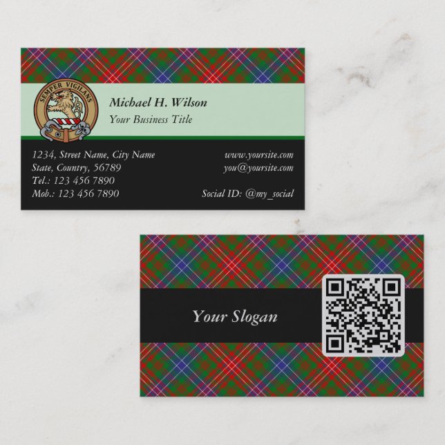 Tarjeta De Visita Clan Wilson Modern Tartán (Anverso / Reverso)