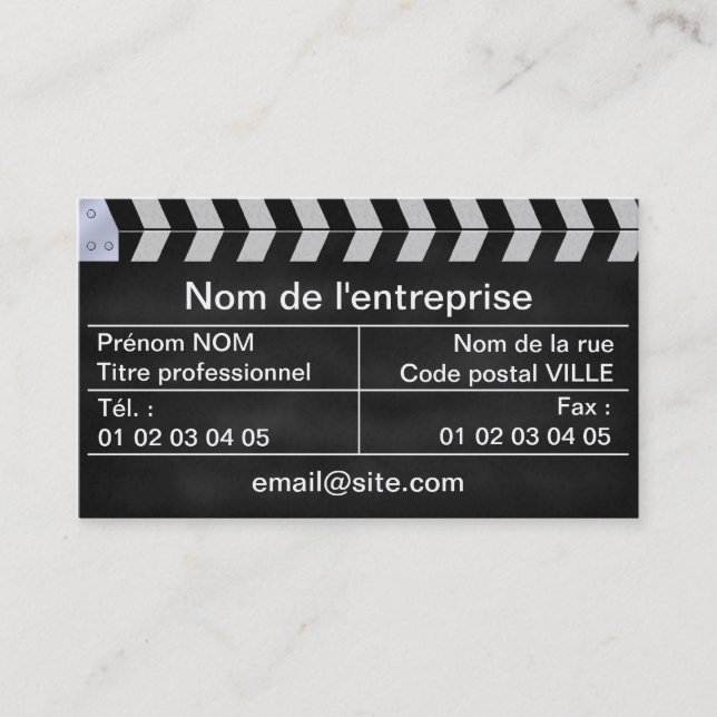 Tarjeta De Visita clap cine (Anverso)