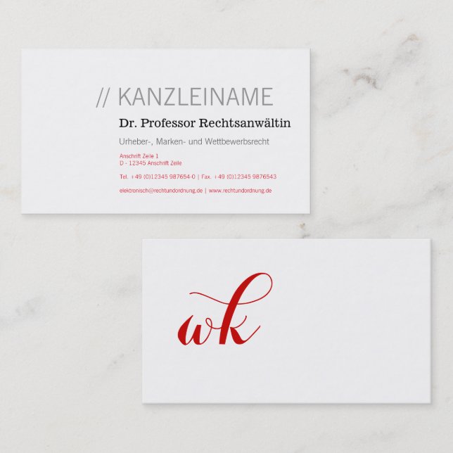Tarjeta de visita clara y dominante (Anverso / Reverso)