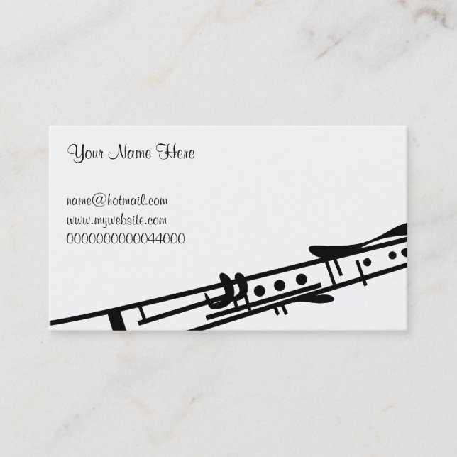 Tarjeta De Visita Clarinet, su nombre aquí, (Anverso)