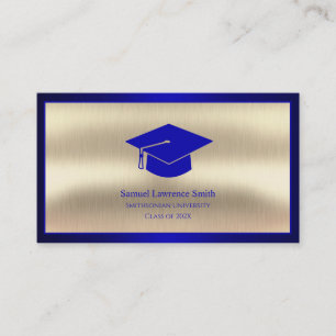 Tarjeta De Visita Clase de graduación moderna del oro azul estudian