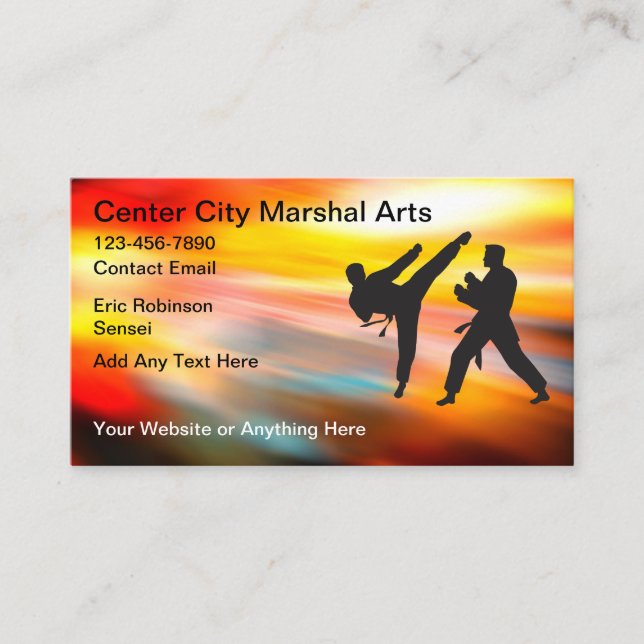 Tarjeta De Visita Clase de instrucción de artes marciales (Anverso)