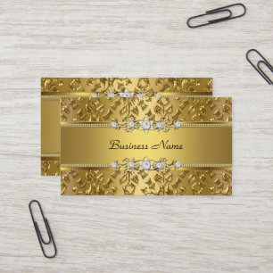 Tarjeta De Visita Clase Elegante Imagen Dorada Damask Realzada
